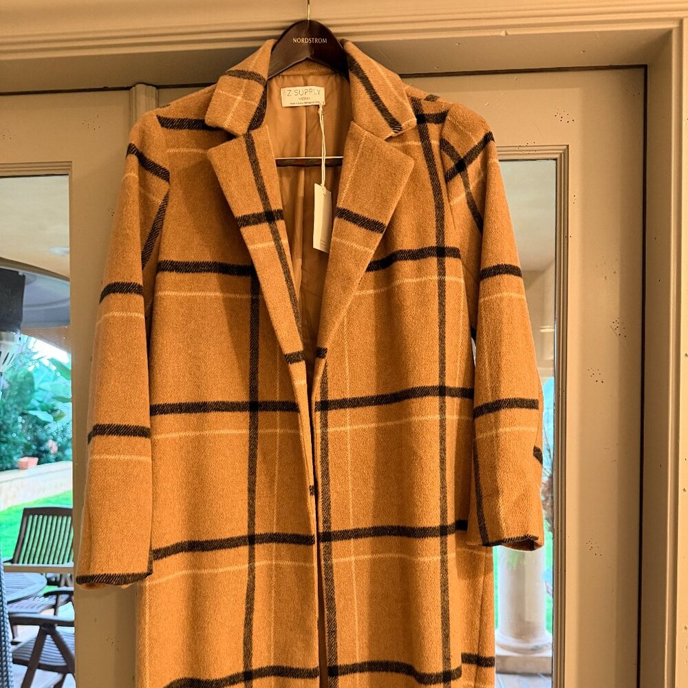 Z Supply Plaid Wool Jacket with Fringe